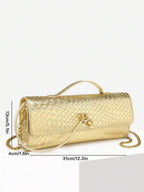 Woven Texture Kisslock Clutch Evening Bag