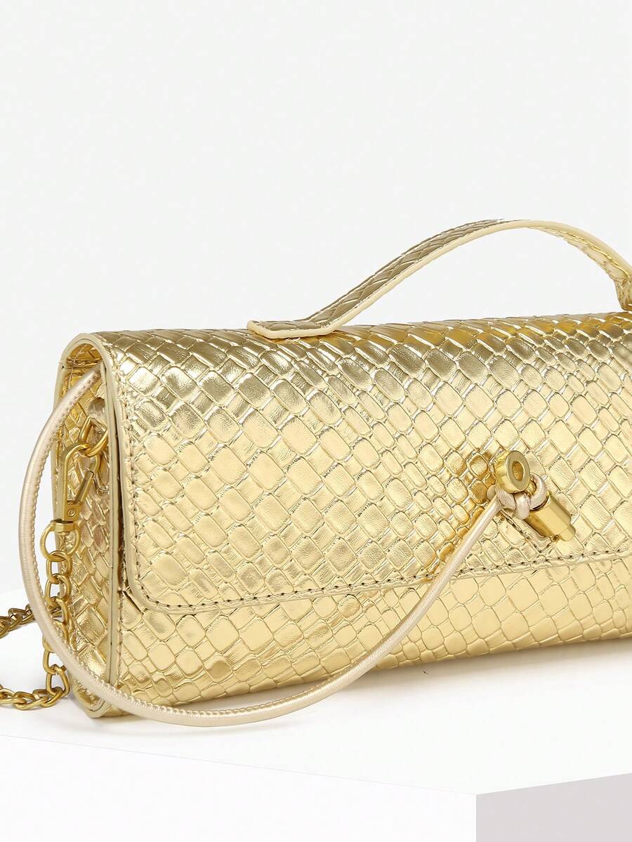 Woven Texture Kisslock Clutch Evening Bag