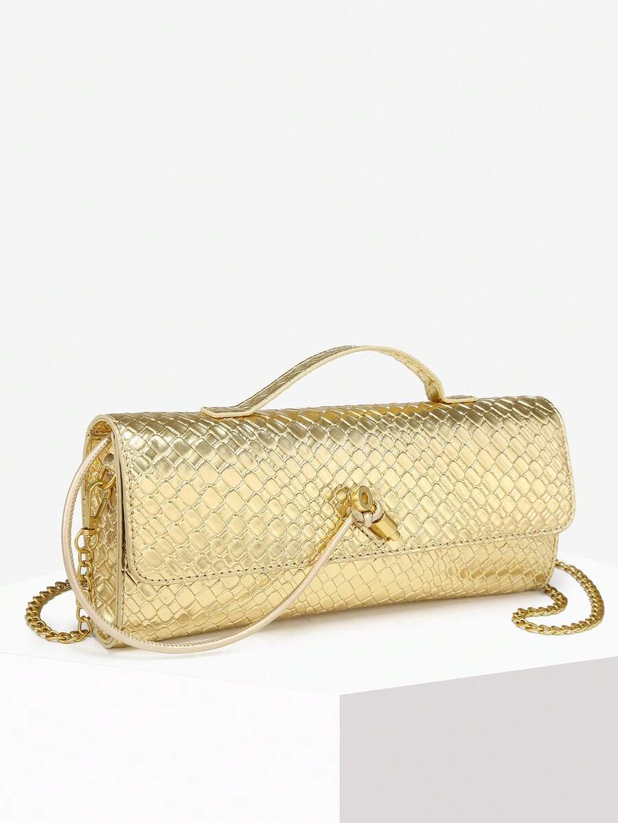 Woven Texture Kisslock Clutch Evening Bag