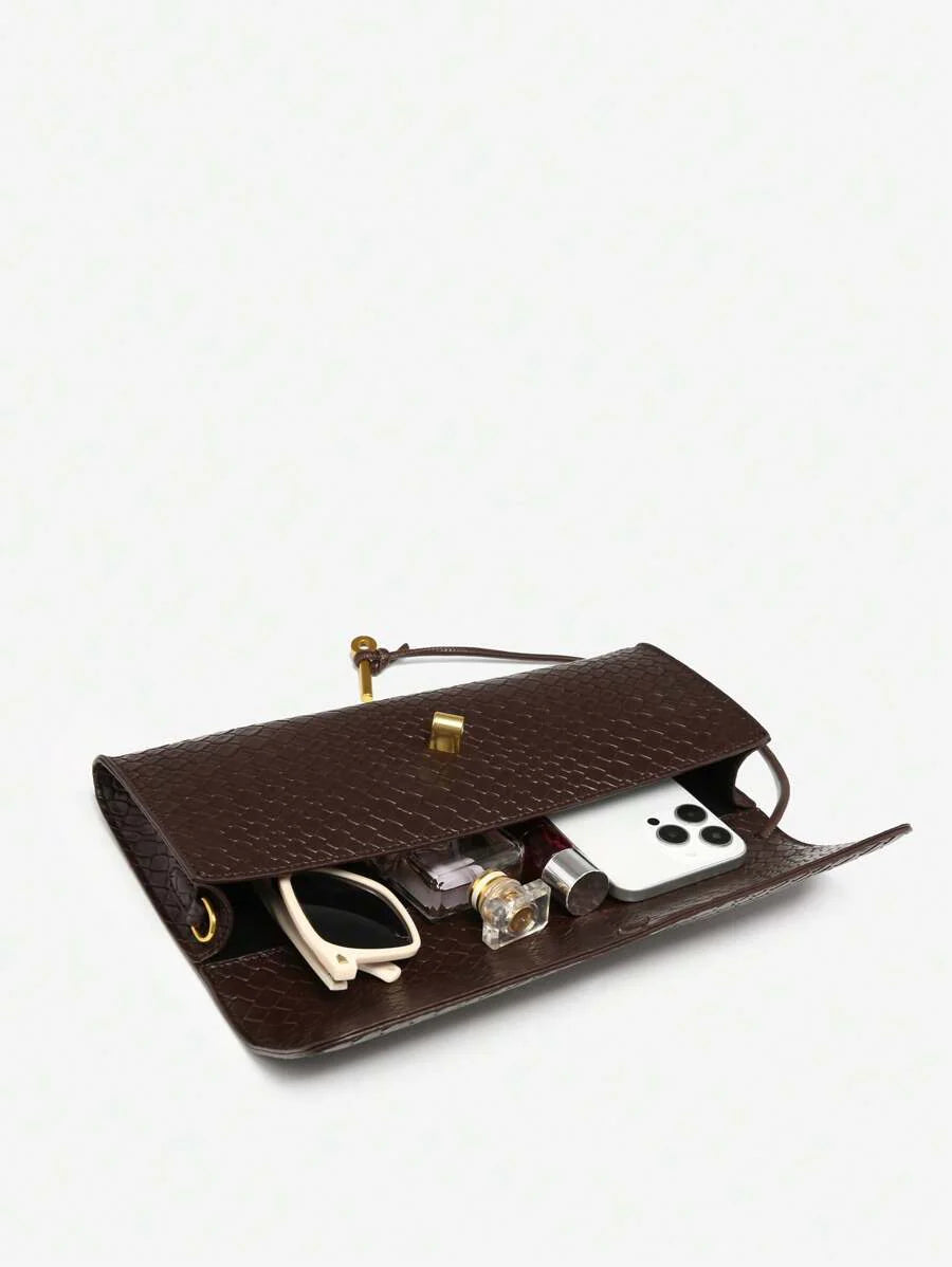 Woven Texture Kisslock Clutch Evening Bag