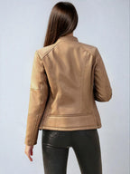 Faux Leather Biker Jacket Asymmetric Zip Chic Design
