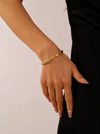 Yellow Gold Braided Stainless Steel Cuff Bracelet Gleam