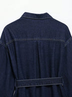 Retro Belted Denim Collar Jacket