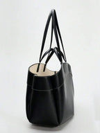 Pleated PU Tote Bag Large Capacity With Double Handles