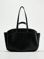 Pleated PU Tote Bag Large Capacity With Double Handles