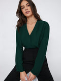 Elegant Pleated Blouse For Office Wear Folded Detailing