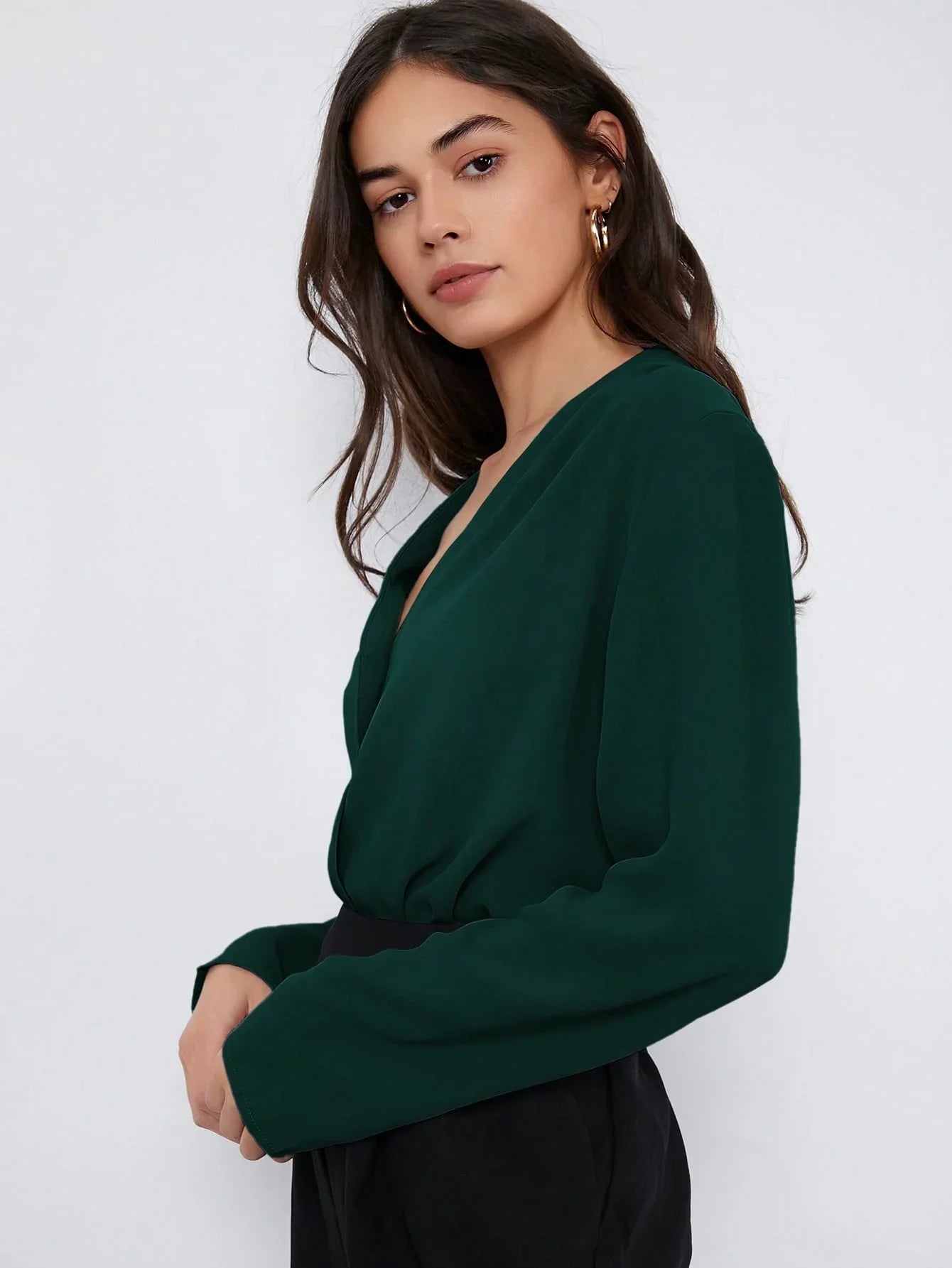 Elegant Pleated Blouse For Office Wear Folded Detailing
