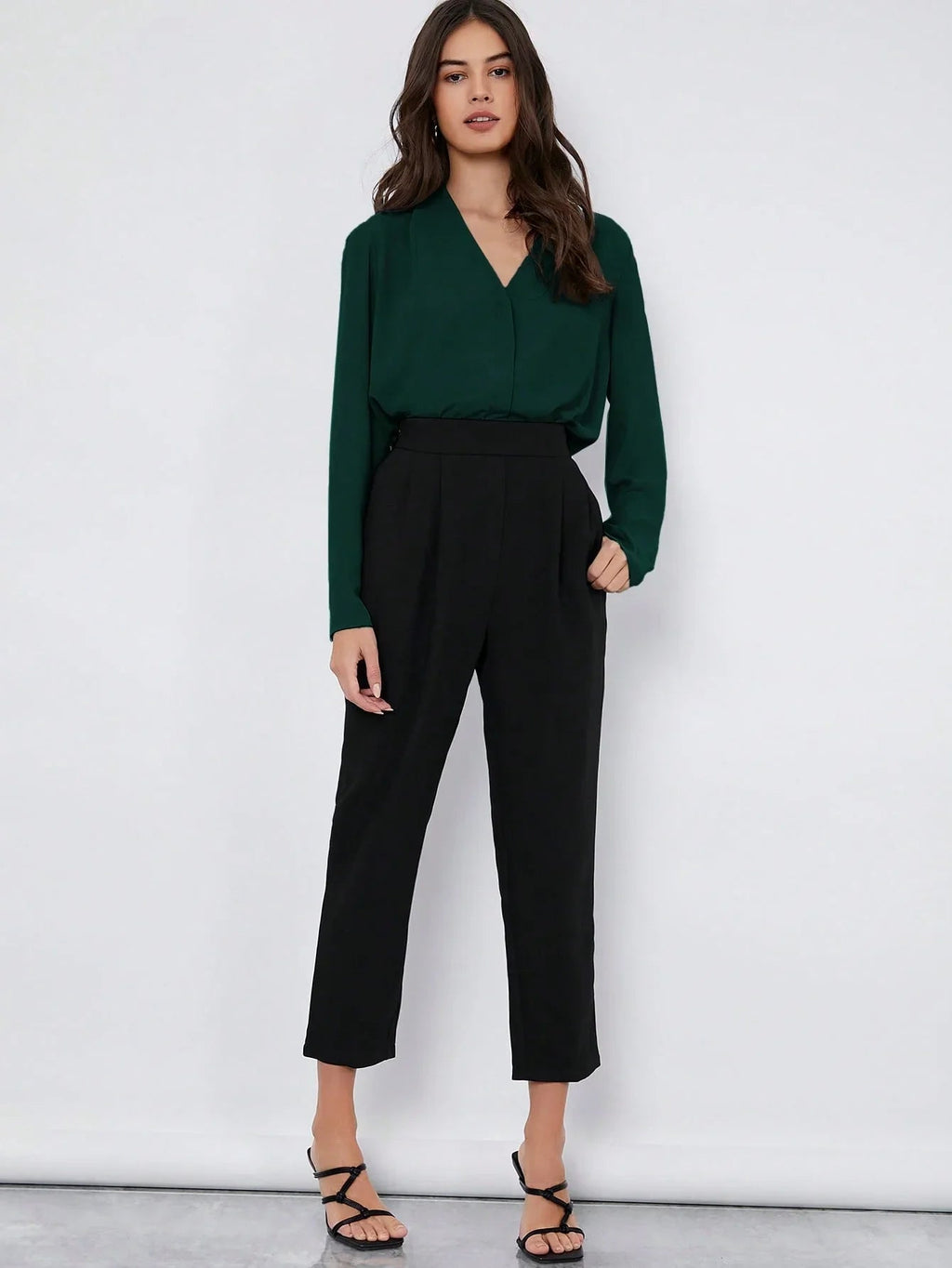 Elegant Pleated Blouse For Office Wear Folded Detailing