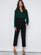 Elegant Pleated Blouse For Office Wear Folded Detailing