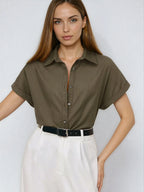 Front Open Collar Casual Shirt Button Front Classic Fit