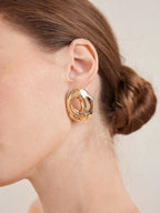 18K Gold Plated Textured Hoop Earrings For Everyday Wear