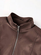 Faux Leather Biker Jacket Asymmetric Zip Chic Design