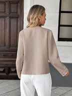 Round Neck Long Sleeve Jacket for Women Regular Fit Casual Outerwear Spring Summer