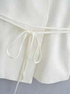 Solid Color Cross Belt Vest Top With Lace Up V Neck Batwing Sleeve Casual Spring Autumn