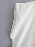 Solid Color Cross Belt Vest Top With Lace Up V Neck Batwing Sleeve Casual Spring Autumn