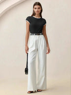 Contrast Trim Round Neck Short Sleeve Tee All Day Comfort