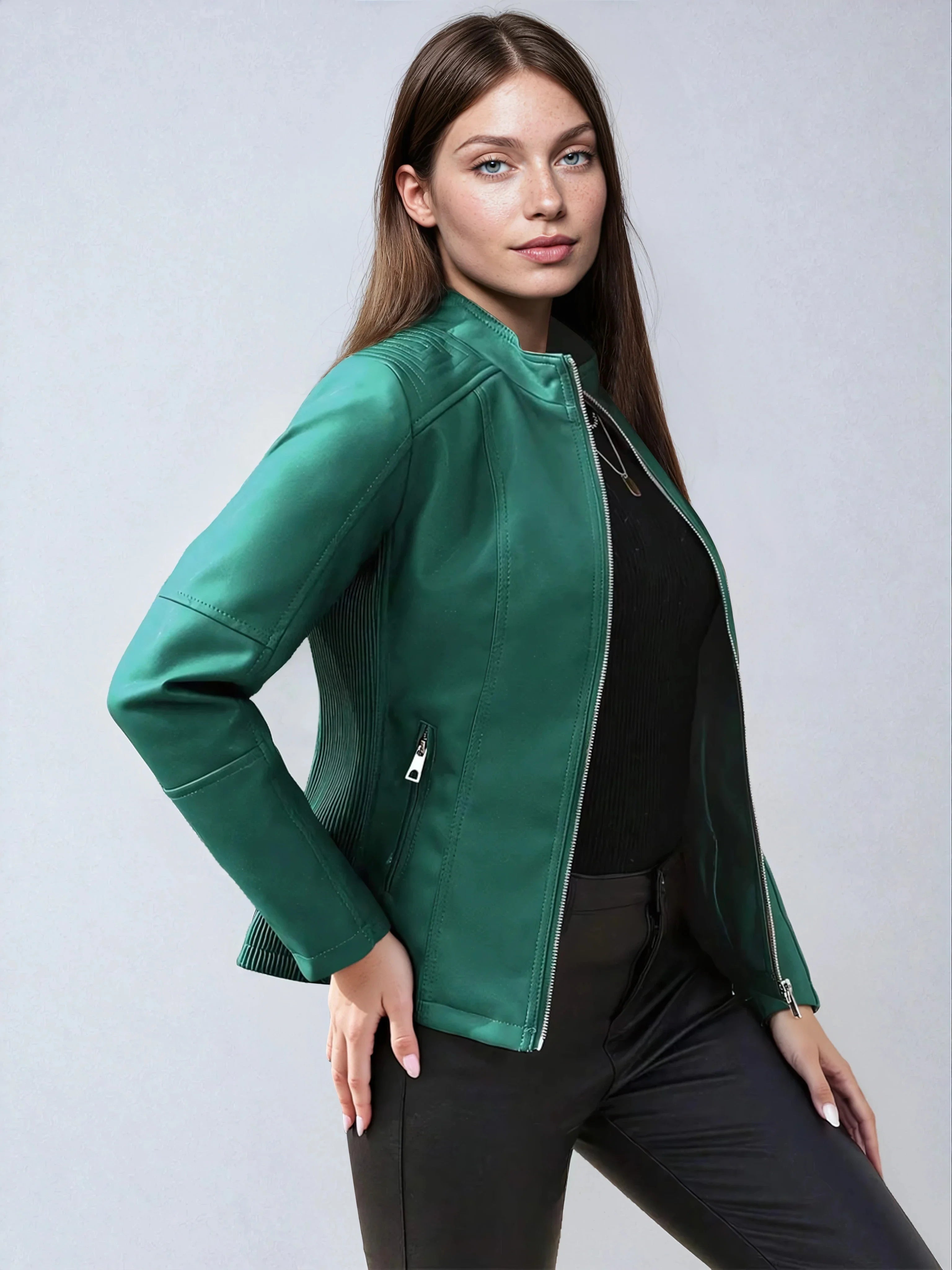 Faux Leather Biker Jacket Asymmetric Zip Chic Design