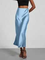 Elastic Satin Maxi Skirt