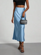 Elastic Satin Maxi Skirt