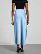 Elastic Satin Maxi Skirt