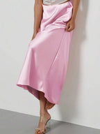 Elastic Satin Maxi Skirt