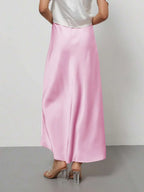 Elastic Satin Maxi Skirt