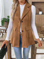 Sleeveless Lapel Neck Vest Blazer Slim Fit With Pockets