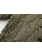 Quilted Padded Zip Front Jacket With Pockets