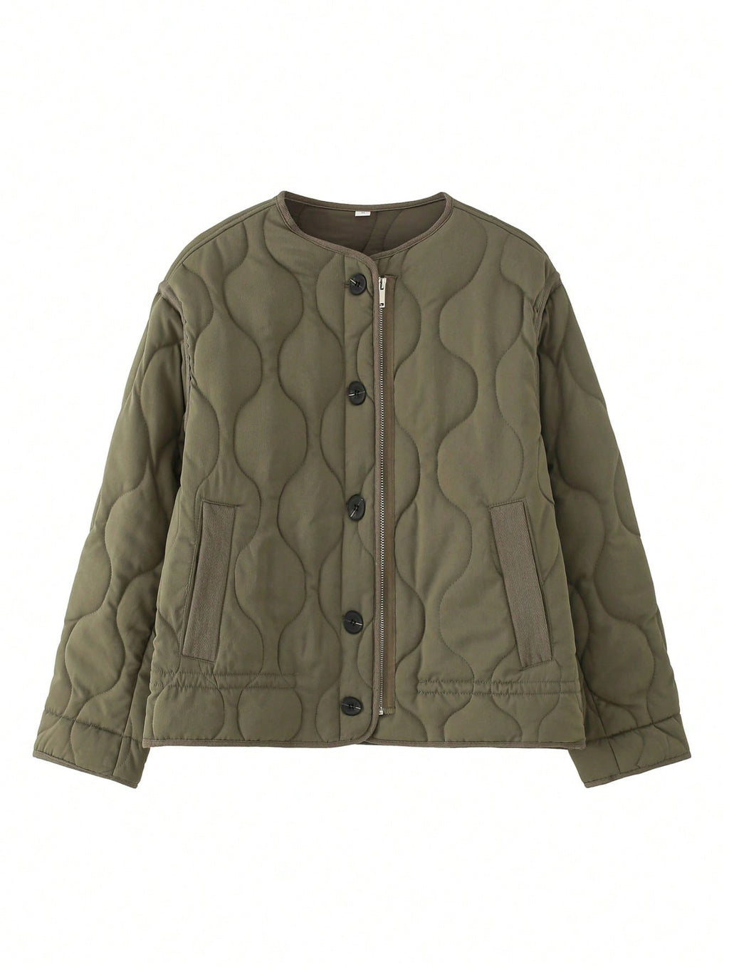 Quilted Padded Zip Front Jacket With Pockets