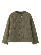 Quilted Padded Zip Front Jacket With Pockets