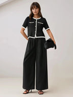 Block Knit Top Lined For Warmth With Metal Buttons Casual