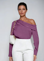 Elegant Satin Blouse With Draped Ruched Silhouette