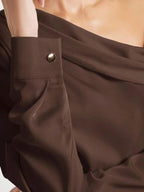 Elegant Satin Blouse With Draped Ruched Silhouette