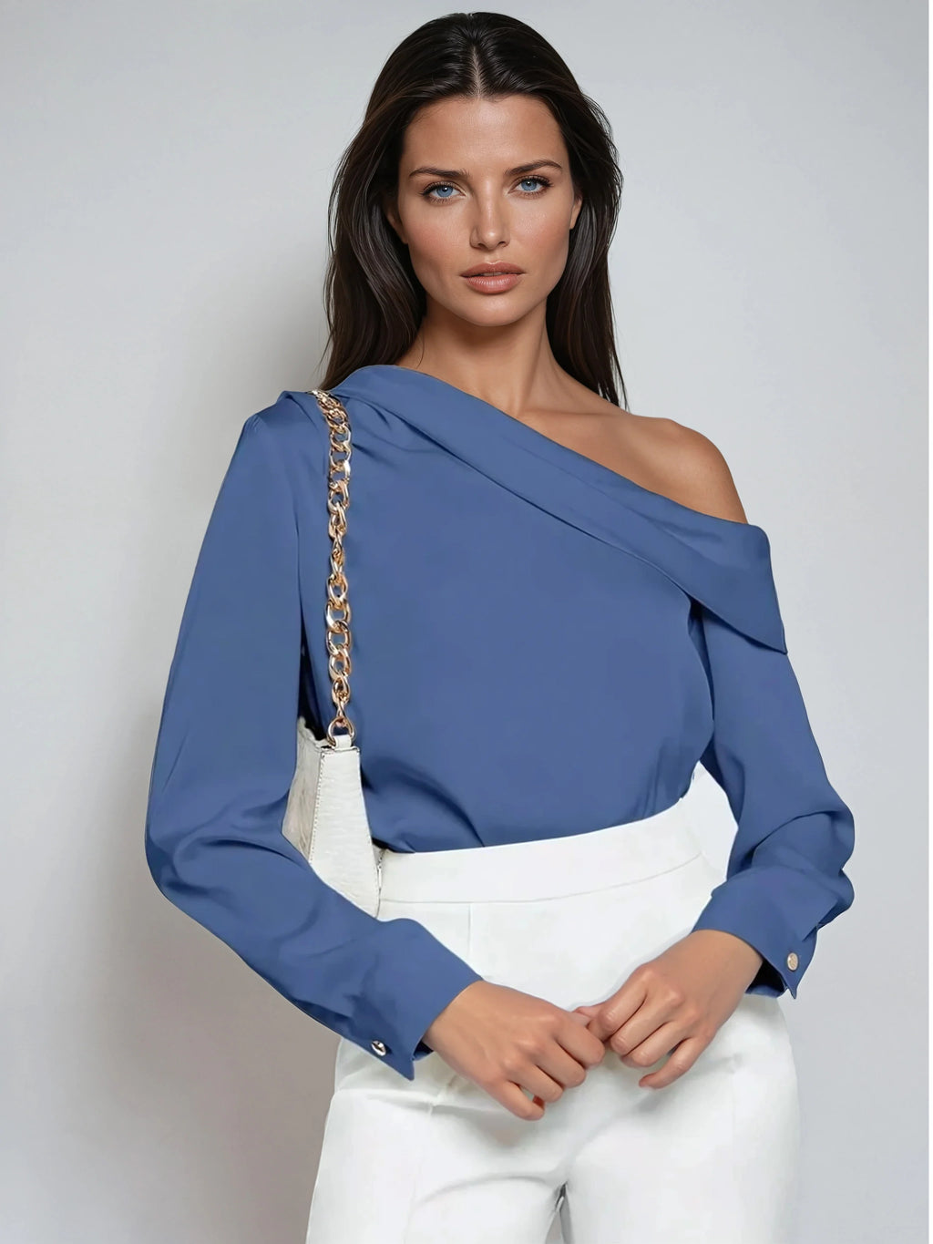 Elegant Satin Blouse With Draped Ruched Silhouette