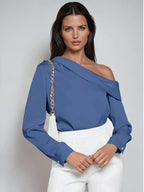 Elegant Satin Blouse With Draped Ruched Silhouette