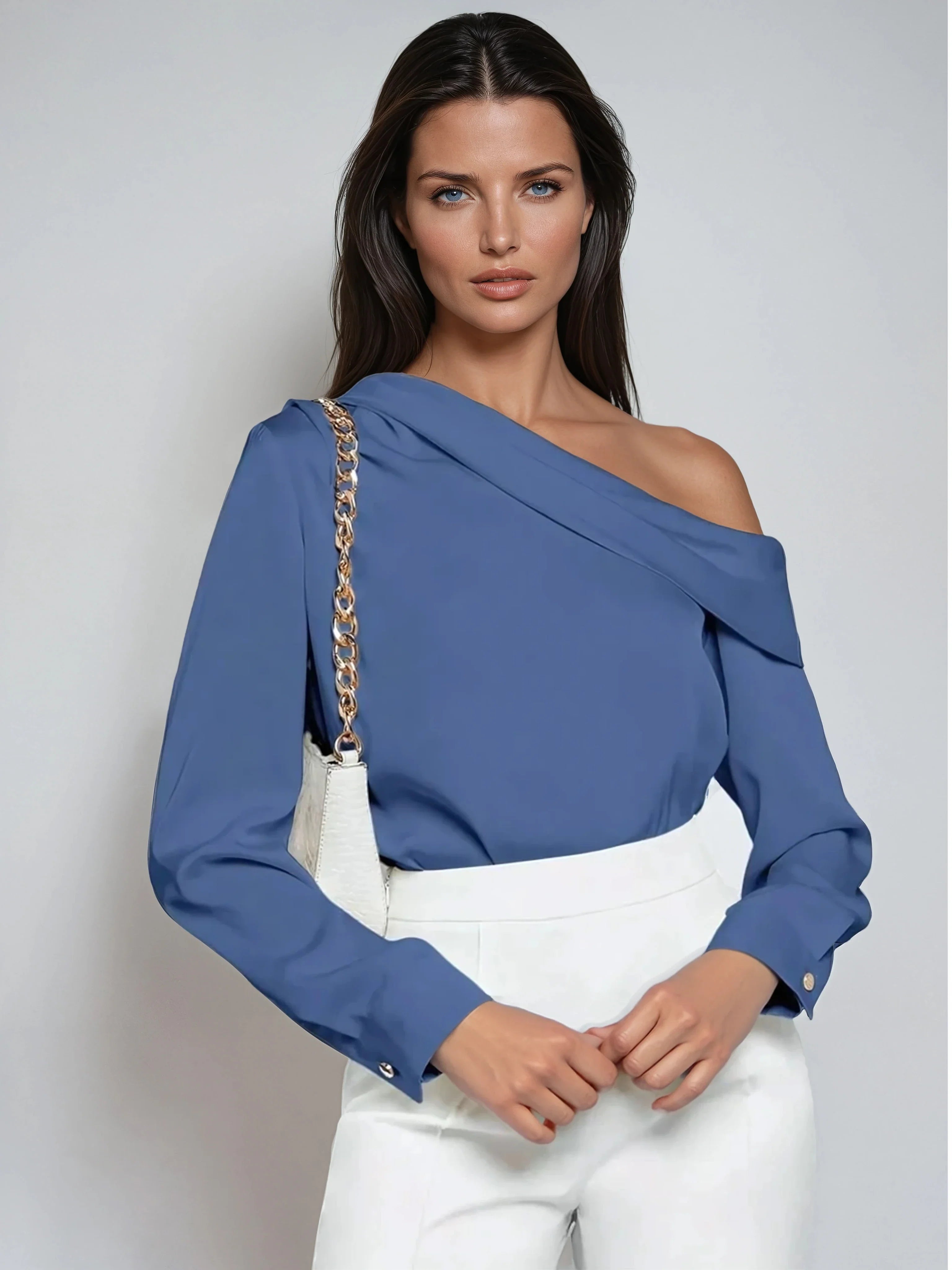 Elegant Satin Blouse With Draped Ruched Silhouette