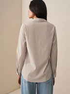Front Button-Down Long Sleeve Shirt Versatile Elegant Chic