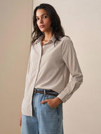 Front Button-Down Long Sleeve Shirt Versatile Elegant Chic