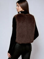 Faux Fur Vest V Neck Sleeveless Short Casual Fit Chic