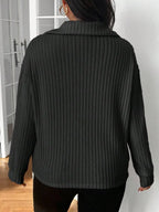 Plus Size Fuzzy Collar Quarter Zip Cozy Sweater