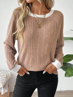 Colorblock Raglan Sweatshirt Round Neck Pullover Lined For Warmth Casual Daily