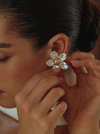 Pearl Shell Bloom Stud Earrings