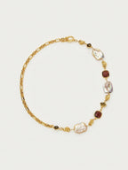 Asymmetrical Faux Pearl Necklace With Gold Finish Glam