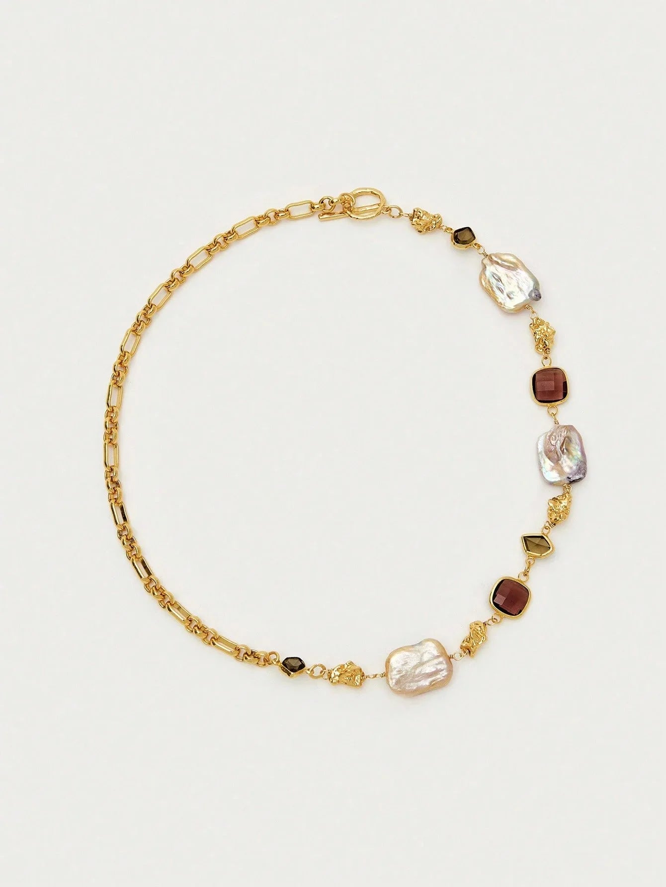 Asymmetrical Faux Pearl Necklace With Gold Finish Glam