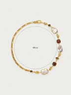 Asymmetrical Faux Pearl Necklace With Gold Finish Glam