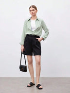 Front Button-Down Long Sleeve Shirt Versatile Elegant Chic