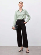 Front Button-Down Long Sleeve Shirt Versatile Elegant Chic