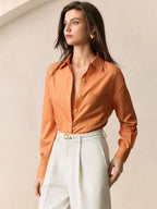 Lapel Button Front Shirt With Pocket Details For Office