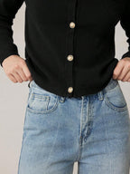 Knit Cardigan With Button Front For Workwear Comfort