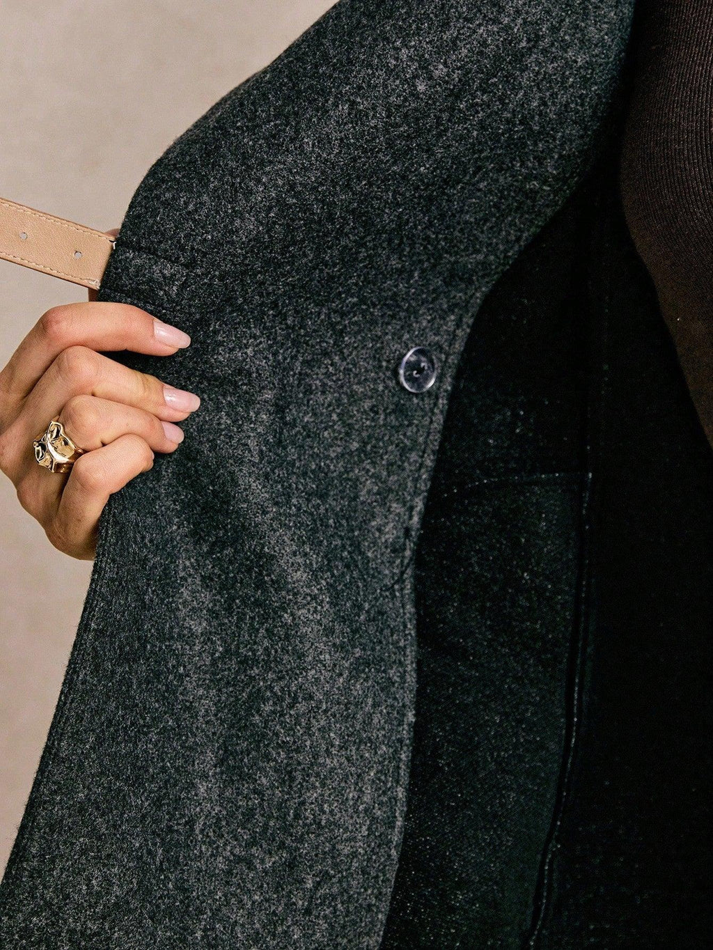Shawl Collar Coat Cinched Waist For Warmth And Style